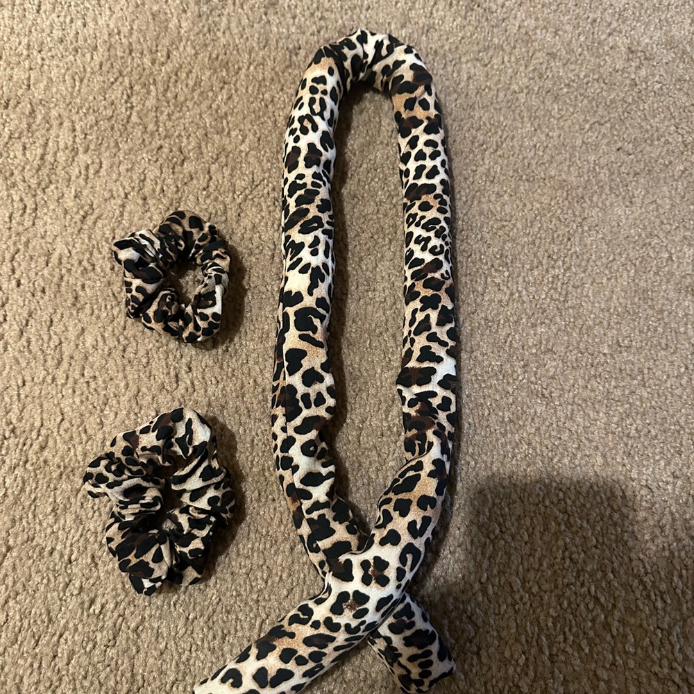 Leopard Print Hair Heatless Curler Accessories Set
